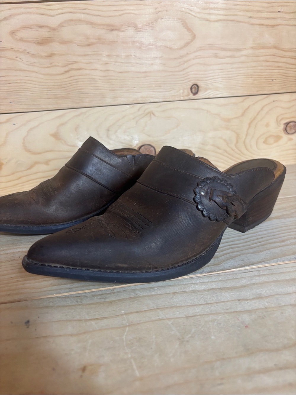 Ariat brown leather western mules size 8.5 - Picture 3 of 10